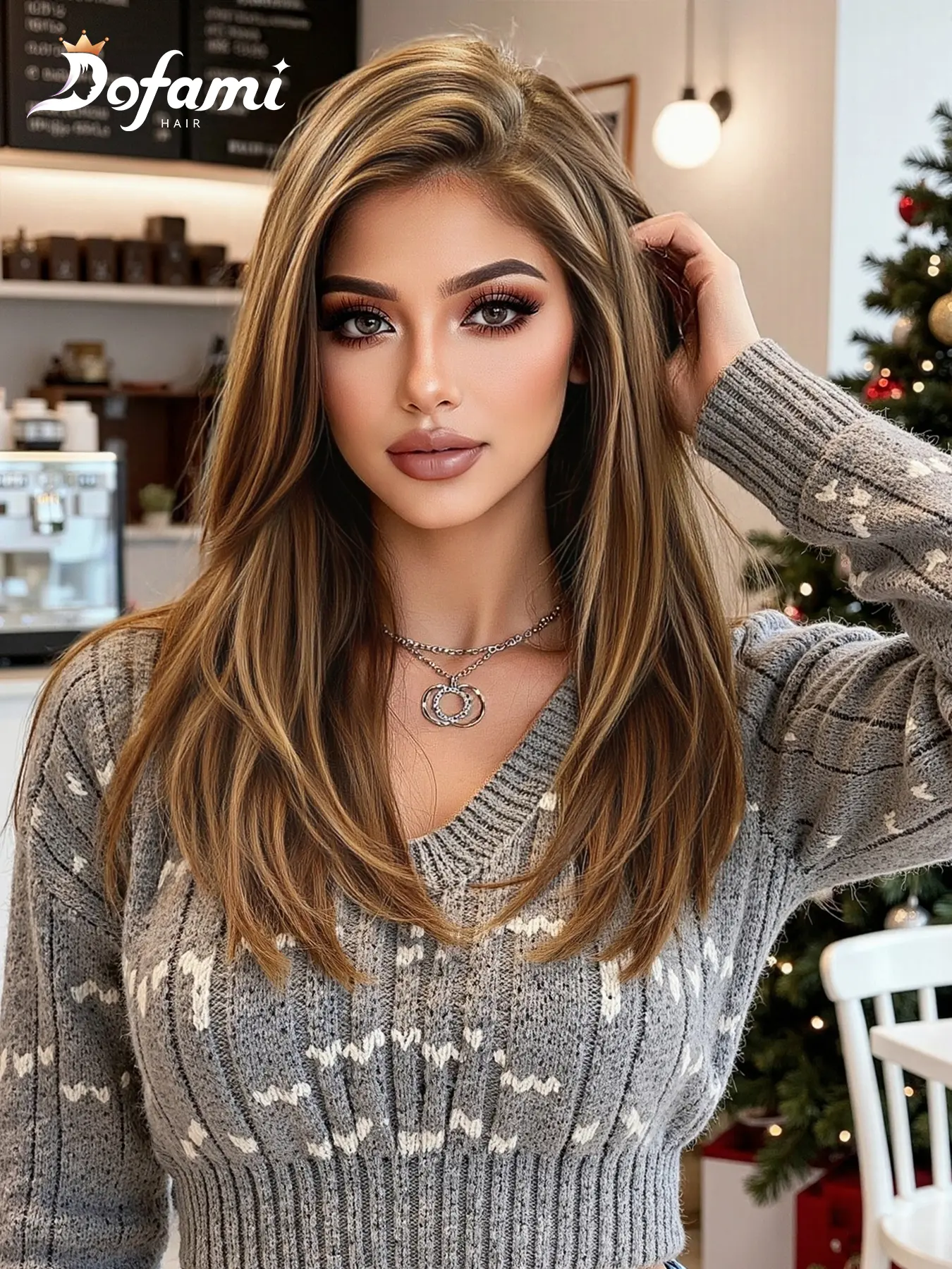 Women's Lace Front Wig Fashion Straight Hair Synthetic Lace Wig Lightweight Breathable Free Parting Daily Wear High-Quality Versatile Style Lace Frontal Wig
