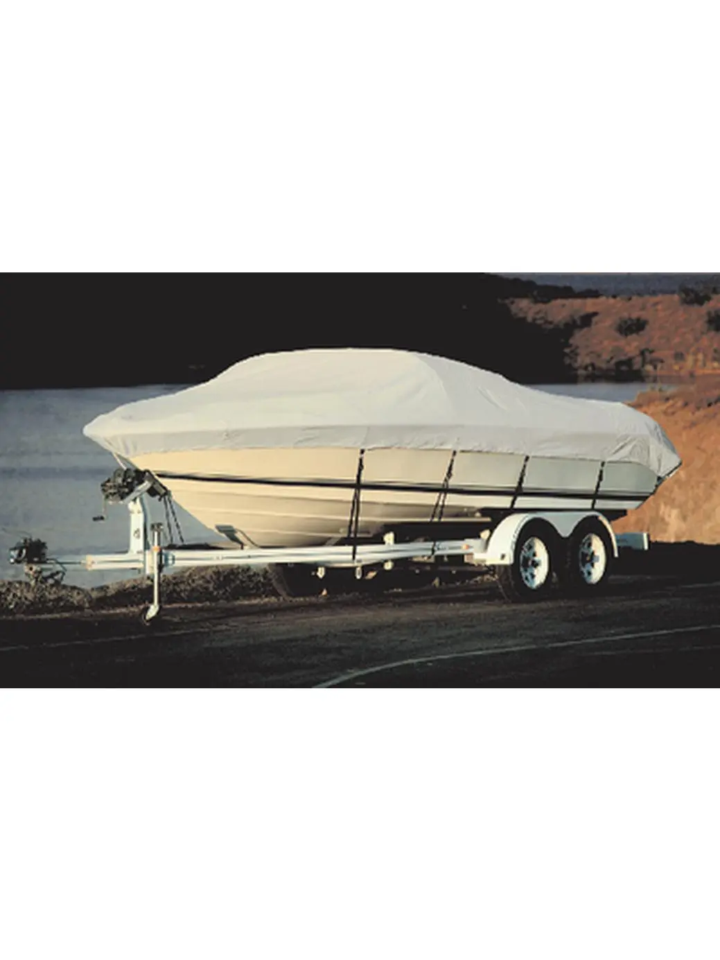 Gray Polyester Cuddy Cabin Boat Cover for 21-23 ft Boats, Lightweight Universal Fit for Most Models up to 102" Beam, Water Repellent, Shock Cord Hem & Strong Tie-Down Loops for Trailering, 102 In, Four-Ply Folded Seams