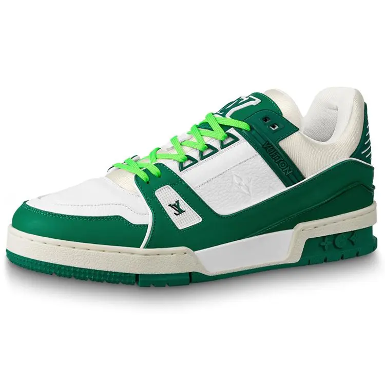 Louis Vuitton Men's Closed Low-Top Trainer Sneakers, Green Athletic Sports Walking Shoes