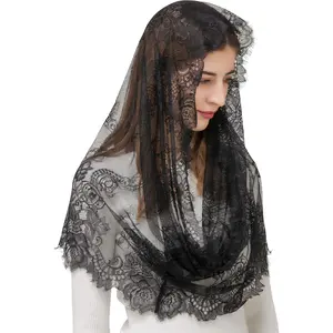 Spanish Style Lace Traditional Vintage Inspired Infinity Shape Mantilla Veil Latin Mass Head Covering