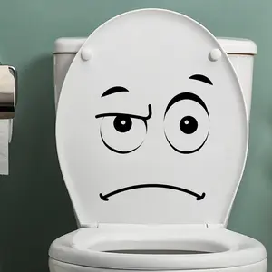 1 Set of funny expression wall stickers, fun black and white cartoon wall decoration stickers, suitable for home decoration such as bathrooms, living rooms, toilets, etc., peeling and pasting, self-adhesive and detachable PVC material