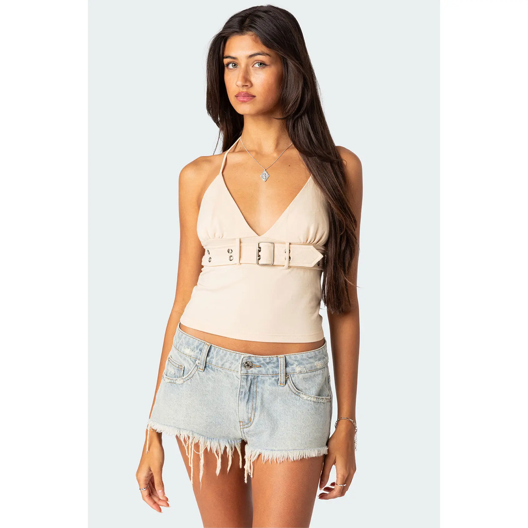 Birdie Buckle Belted Top