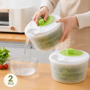 On Sale 2pcs Salad Spinner Vegetable Washer & Dryer – 4-in-1 Colander Bowl for Fruits & Veggies, Kitchen Strainer Basket, Easy Drain Food Prep Tool  container