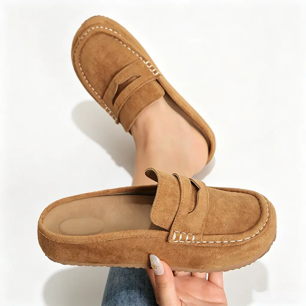 Women's Minimalist Round Toe Faux Suede Penny Loafers with Arch Support & Cushioned Rubber Sole for All Seasons Casual Wear, Elegant, Everyday Errands, Daily Wear Shoes, Flats