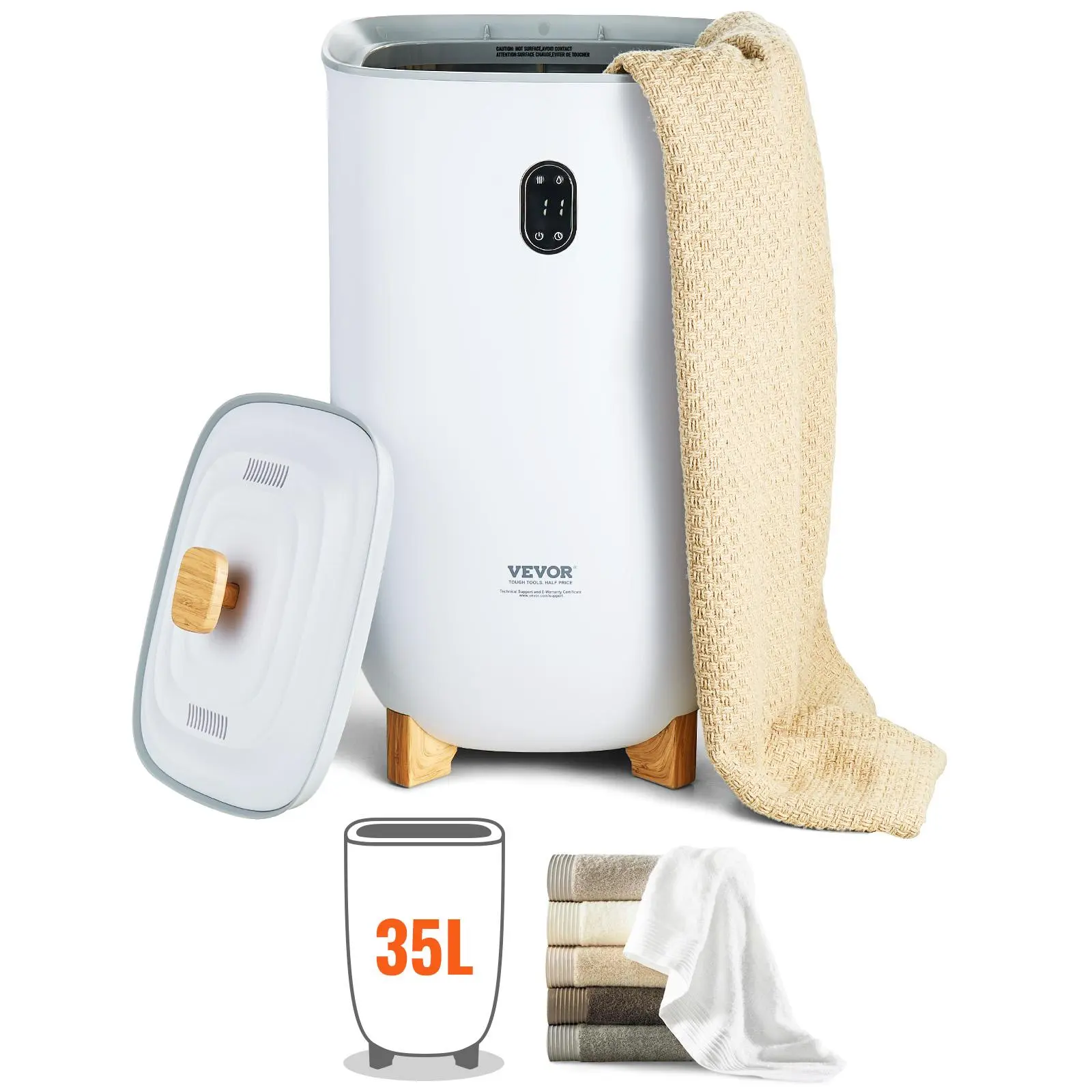 VEVOR Towel Warmer 35L, Towel Warmer Bucket with Drying Modes(2-5h), Heating Mode 20/40/60/90 Min Auto Shut Off, LED Screen, Luxury Large Towel Warmer for Bathroom, Spa, Bathrobe, Blanket & Pajama