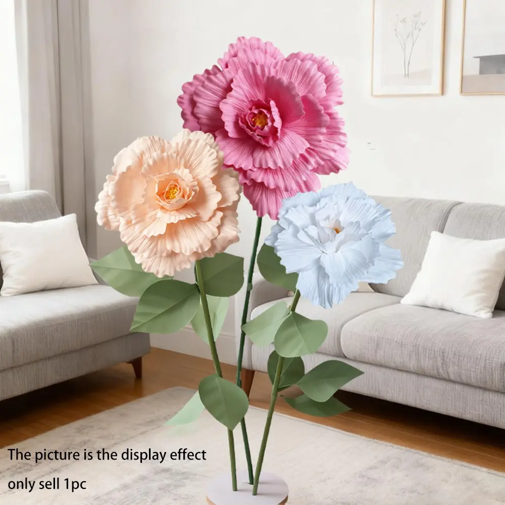 Large Foam Peony Artificial Flower Bouquet, Wedding Background Home Decor, Floral Decor, Flower Arrangements, Outdoor Garden Fake Flowers, Mall Display Event Party Supplies, Decorative Faux Flowers, Artificial Flower Decorations