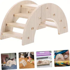 Hamster Toy House Swing Teeter-Totter Training Set, Wooden Kennel, Suitable for Dwarf Hamsters, Sandhamsters & Mice, Interactive Pet Play Equipment