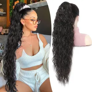 Paneway Ponytail Extension,30Inch Synthetic Hair Extensions Ponytail Chocolate Brown Long Curly Ponytail Hairpiece for Women Claw Clip in Ponytail for Daily Use