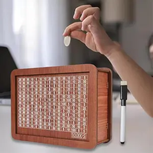 Money Saving Box,Wooden Money Box,Savings Box,with Money Target and Numbers with Counter Crafts Portable Storage Case Money Saving Box for Adults Child (10000 Dollar)