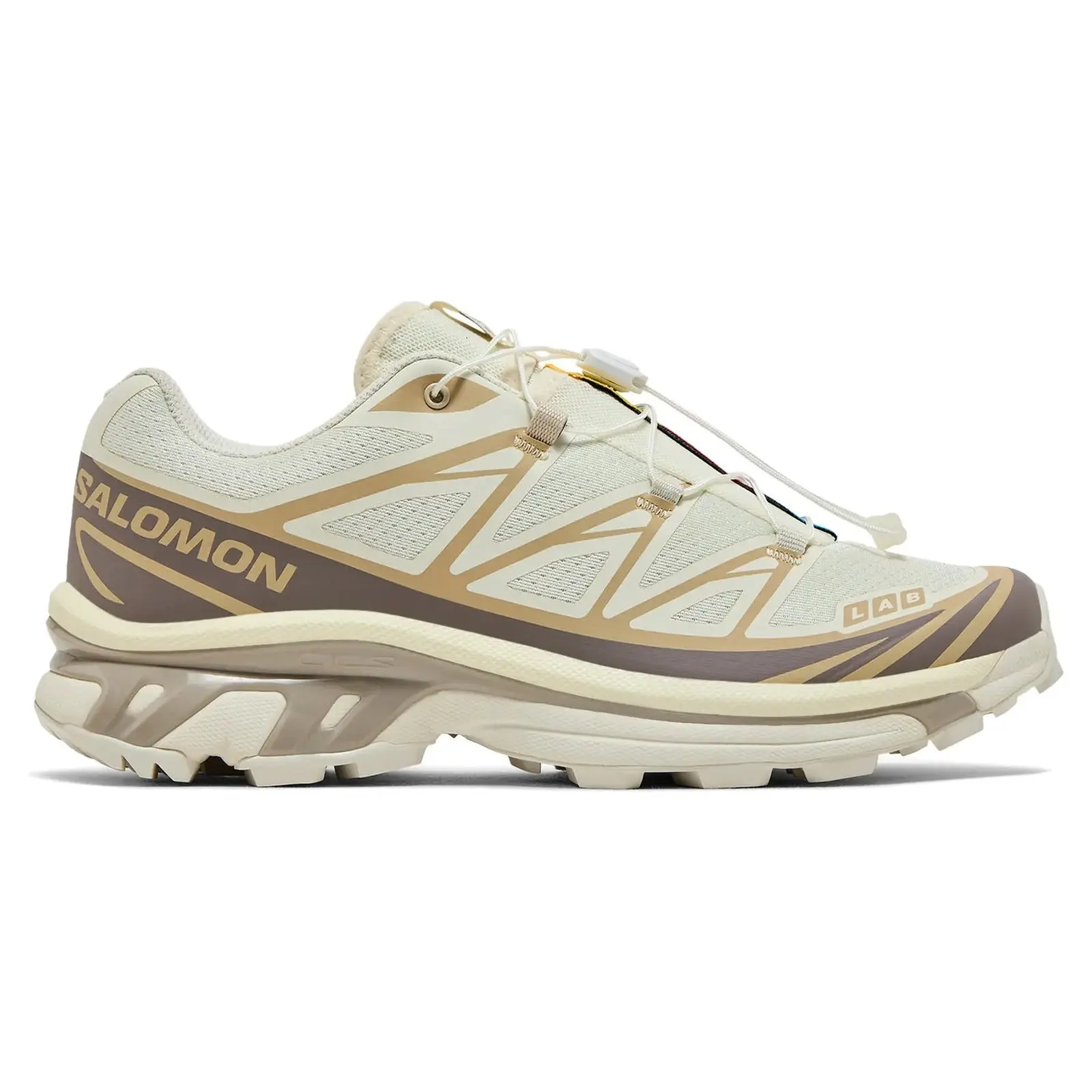 Salomon XT-6 Unisex Mesh Trail Running Shoes in Vanilla Ice, Sporty Chic Chunky Sole Off Road Casual Trainers, Fashionable Running Shoes, Outdoor Running Footwear, Lace-Up