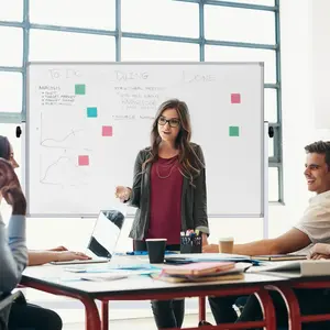 46"x32" Mobile Magnetic Whiteboard with Aluminum Stand & Wheels for Home Office Classroom Rolling White Board on Wheels 48"x32" Large Dry Erase Board with Stand Big Rolling Whiteboard for Home Office School Black & White Easy Install