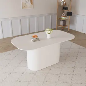 63" Oval Dining Table, Modern Kitchen Table for 6 People, Indoor Rectangular Dining Room Table for Kitchen, Bar, Living Room, Home