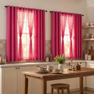 8 panel curtain set 34x63 inches, Cationic + Big Belly Fabric Curtain Set, a perfect combination of sheer fabric and blackout curtains, cortinas para salas，curtains for bedroom，allowing light to pass through, blocking light, combination,L18+L12