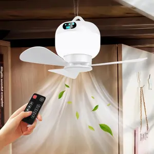 Portable USB Rechargeable Fan, LED Light Fan with Remote Control, Hanging Fan with Brushless Motor for Outdoor Use, Silent Operation Fan