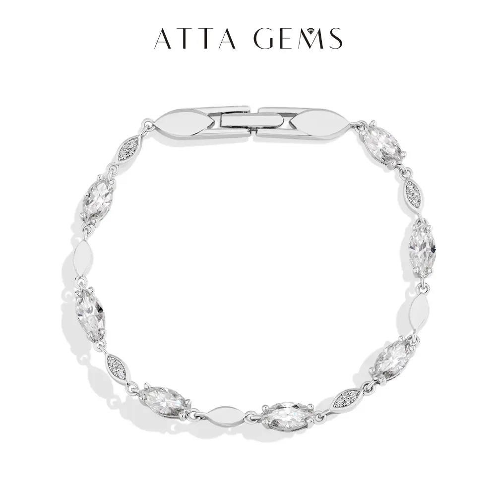 Synthetic Moissanite Bracelet for Women, Elegant 0.5CT D VVS1 Marquise Cut Stone Jewelry, Sparkling Daily Wear & Party Gift, Female, Adults, Marquise Shape, Birthday, Versatile Wear