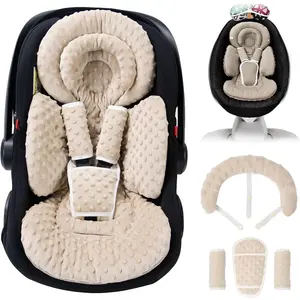 Infant Car Seat Insert with Extra Cushion for Preemie to Toddler, Reversible Newborn Carseat Insert for Baby Head Body Support, Fits for Stroller, Baby Swing, Bouncer - Dots, Beige