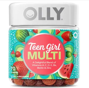 Teen Girl Multi Gummy, Healthy Skin and Immune Support, 15 Essential Vitamins, Biotin, Zinc, Calcium, Chewable Multivitamin, Berry Melon, 35 Day Supply, 70 Count