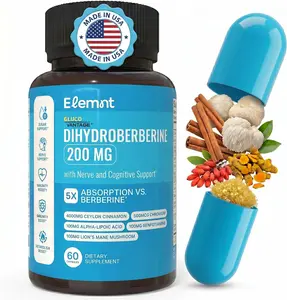 Elemnt Super Berberine 200mg Dihydroberbeine GlucoVantage with 10:1 Ceylon Cinnamon Alpha Lipoic Benfotiamine Lions Mane Mushroom Fenugreek Chromium Bitter Melon for Health