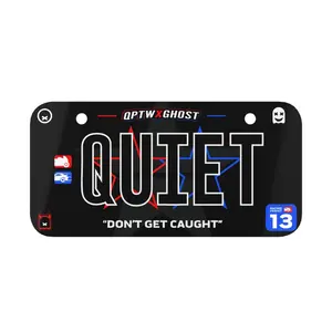 Quiet Racing Club x Ghost - Ghost Red Blue Quiet Stars Motorcycle License Plate 6" x 3" Aluminum Lightweight Durable Design with Pre-Drilled Holes for Bicycle Installation