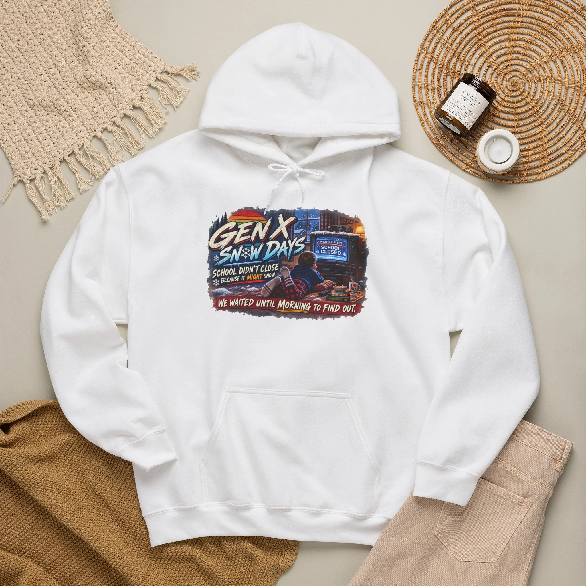 Gen X Snow Days – Retro 80s Nostalgia Pullover Hoodie