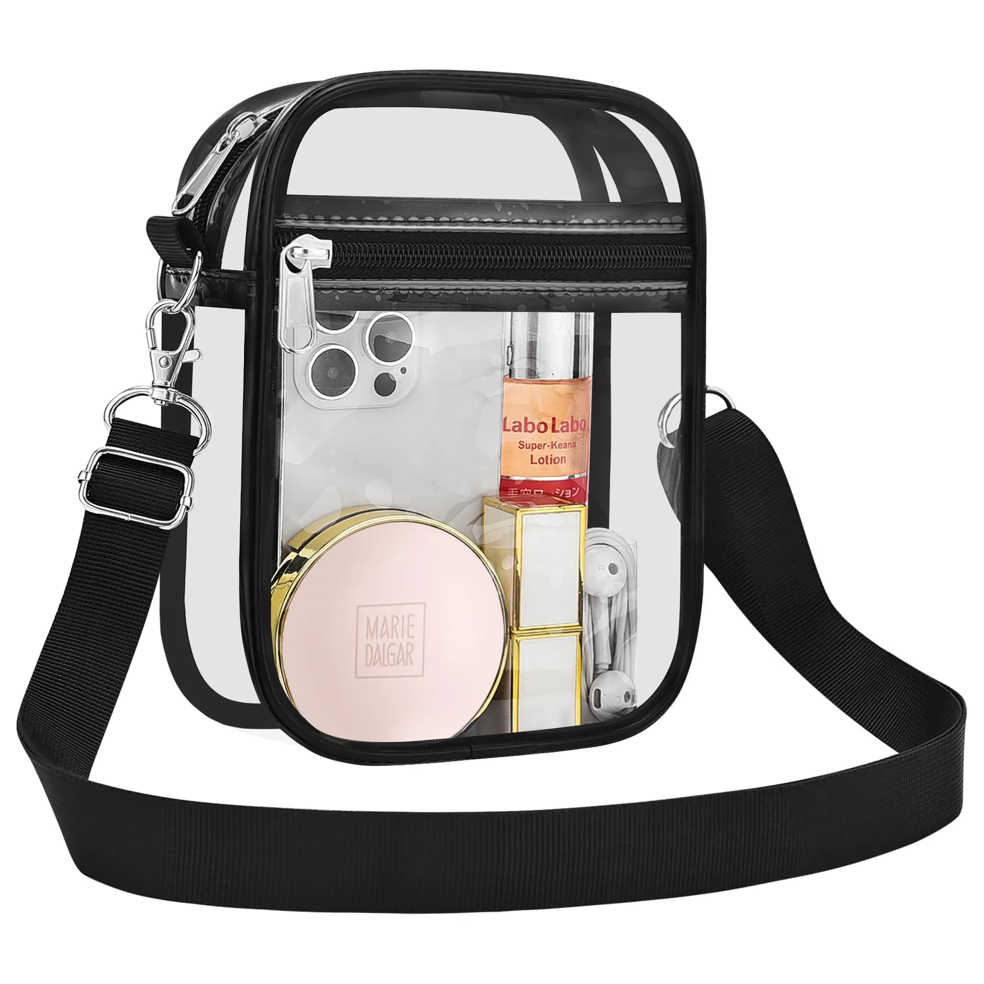 Slumou Clear Purse Stadium Transparent Messenger Bag Stadium Approved for Men and Women Clear CrossBody Bag