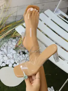 Women's Fashionable Transparent High Heel Sandals, Elegant Square Toe Sandals for Summer, Trendy All-match Sandals for Daily Wear, Elegant Minimalist Sandals, Girl, Clear Transparent Sandals