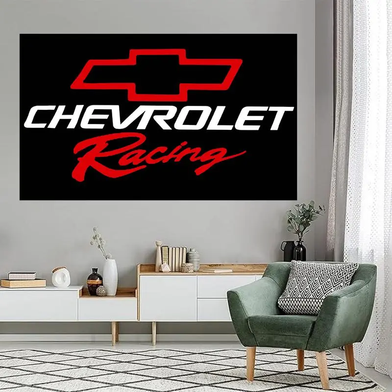 Chevrolet Racing Flag, 3x5 Ft Polyester Banner with Brass Grommets & Anti-UV Protection, Room Decor for Enthusiasts, Unique Gift for Hanging Flags for Room, Banners