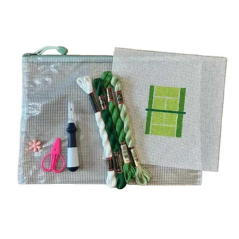 Green Tennis Court Needlepoint Beginner Kit