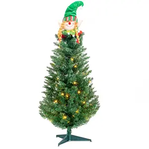 3 Feet 129 Branches with Santa Claus Decoration PVC Branches Iron Stand Christmas Tree Green