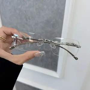 Men's and women's fashion rimless square glasses - cheetah pattern metal frame, transparent PC lens, light zinc alloy design, perfect for parties, daily wear and vacation, daily wear glasses | trendy glasses | metal finish, fashion glasses