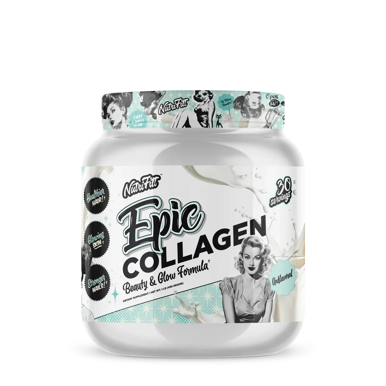 NutriFitt Natural Edible Hydrolyzed Collagen Protein Powder - Clean, Unflavored, Bioavailable Health Supplement for Adults - Beauty, Skin Care, Joint, Bone Strength Support - 30 Servings