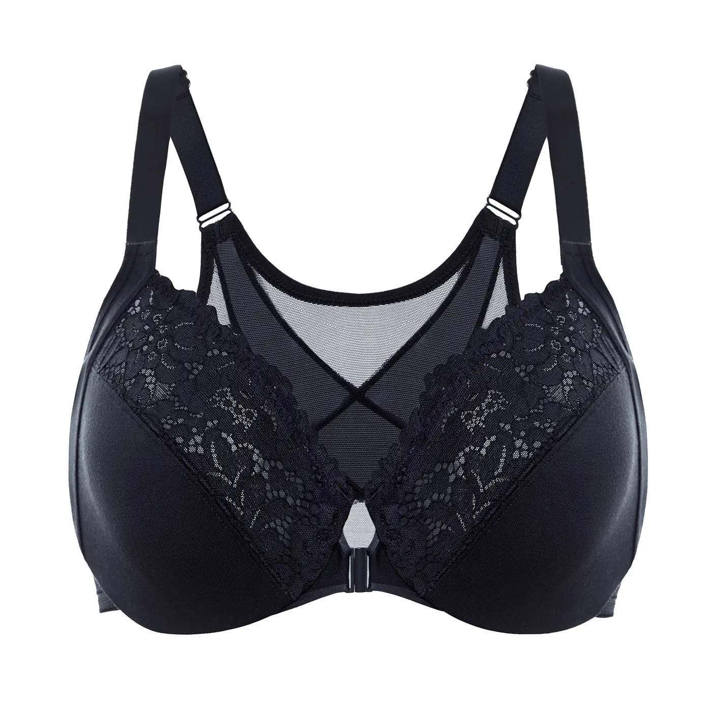 DELIMIRA Women's Front Closure Bras Posture Full Coverage Plus Size Lace Underwire Unlined Bra DELIMIRA Women's Front Closure Bras Posture Full Coverage Plus Size Lace Underwire Unlined Bra