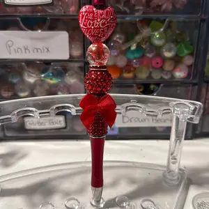 Valentine’s Day Pens with Red Heart and Bow Design Perfect for Romantic Gifts