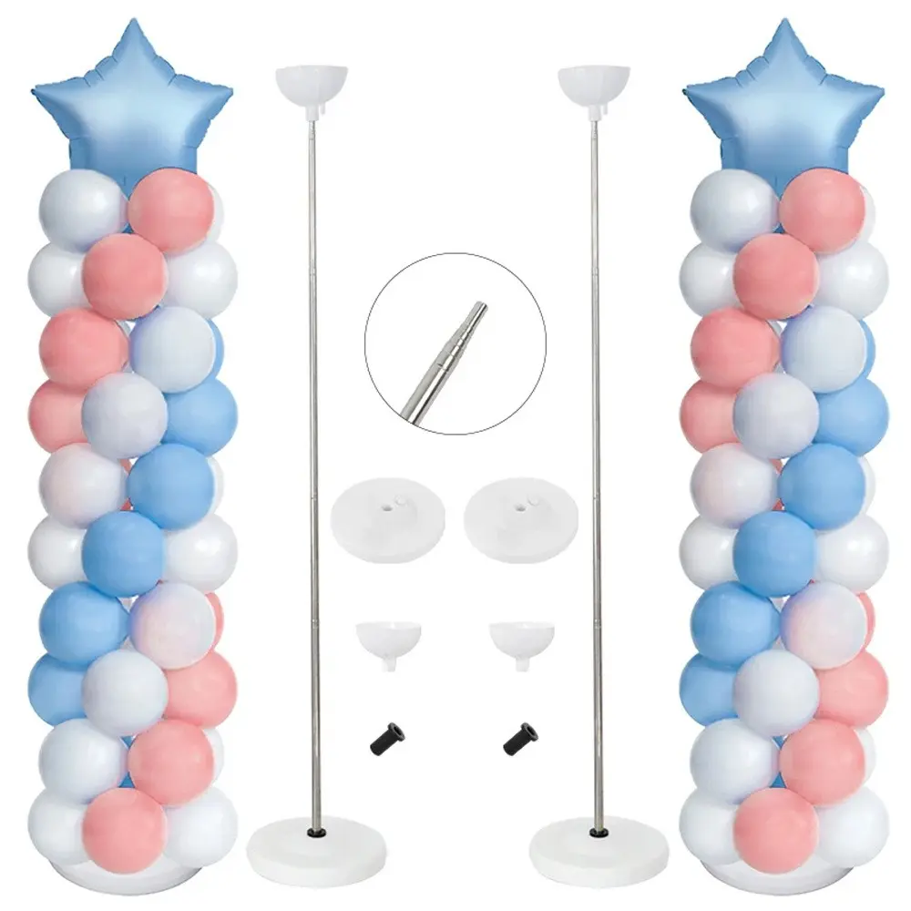 2Pcs Per Set Floor Balloon Column Stand Kit, Party Balloons Decorations, Reusable Metal Balloon Tower Pillar with Stable Base, Height Adjustable Balloon Arch Support Stand, Ideal for Wedding, Birthday, Baby Shower, Party Decoration, Balloon Party Supplies