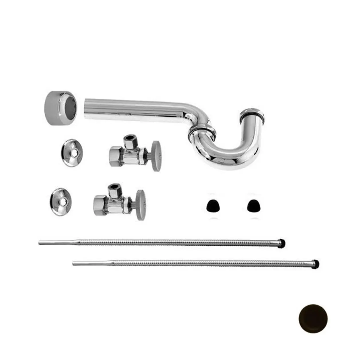 212 MAIN Round Handle Corrugated Pedestal Kit - Oil Rubbed Bronze Finish Bathroom Fixture, Plumbing Accessory with Copper Inlet, Corrugated Riser, P-Traps, Bathroom Fixtures