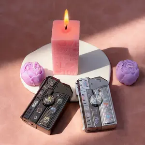 [Lighter only (Without Butane)]Foldable Spinner Torch Lighter, Refillable Butane, Gift Box