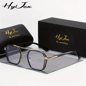 HyJex anti blue light glasses frame glasses trendy double beam metal flat lens