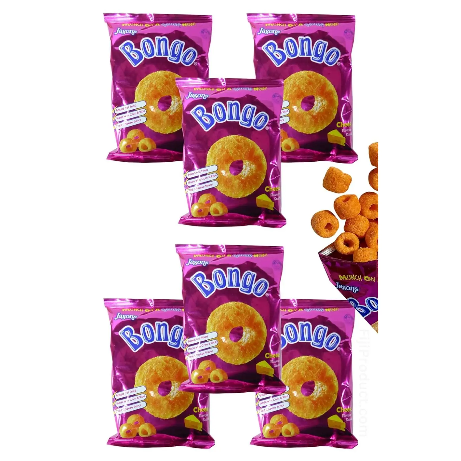FIJI Snacks - Cheese Flavored Bongo Puffs Snacks (Pack of 6 x 28g Ea) Favorite Snack Of The Pacific Islanders, Imported From FIJI " Munch On It " Traditional