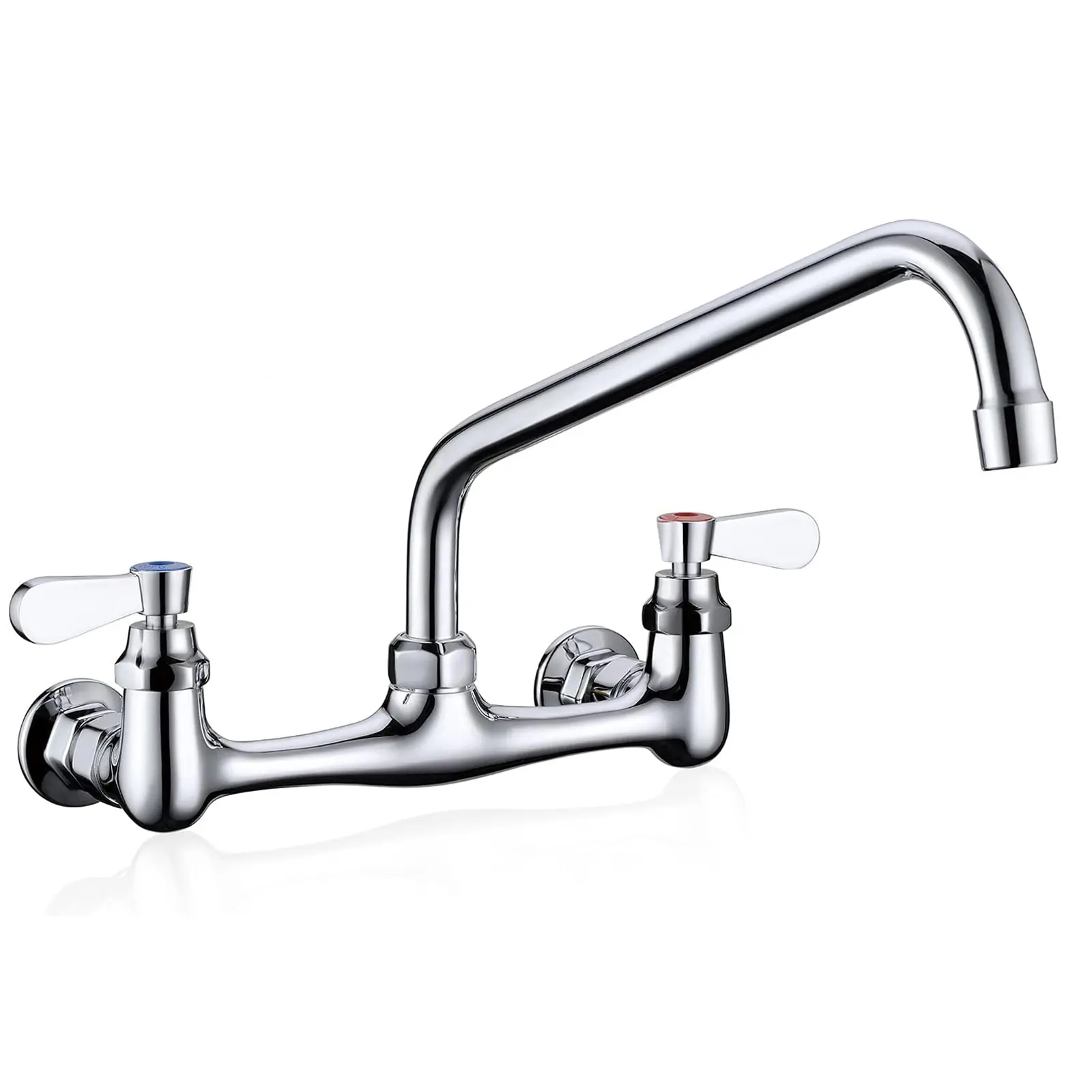 Kitchen Faucet Wall Mount Commercial Sink Faucet Tap Water Faucets Kitchen Utility Laundry 8" Swivel Spout 2 Dual Handle Restaurant Chrome Mixer Tap
