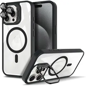 Magnetic Case for iPhone  iPhone  12 13 14 15 16 Pro Max Plus [MagSafe Compatible] with Camera Lens Protector Built-in Stand Scratch-Resistant Back