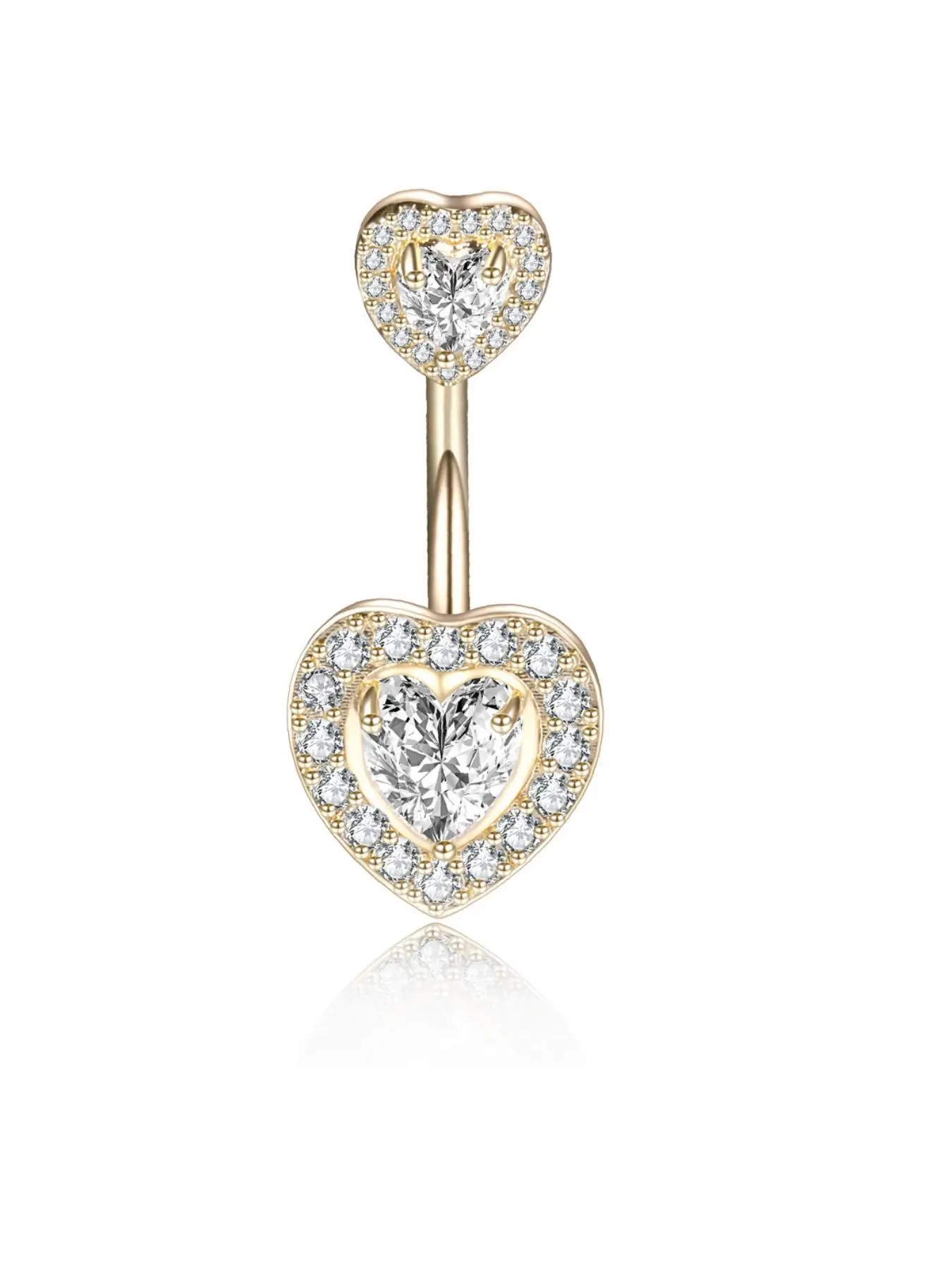 Heart Shaped Navel Ring, Artificial Zircon Decor Belly Button Ring, Cute Belly Button Rings, Fashion Body Jewelry for Women, Navel Piercing Jewelry, Trendy All-match & Exquisite Jewelry for Birthday Gift