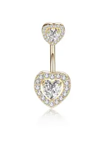 Heart Shaped Navel Ring, Artificial Zircon Decor Belly Button Ring, Fashion Body Jewelry for Women, Navel Piercing Jewelry, Trendy All-match & Exquisite Jewelry for Birthday Gift