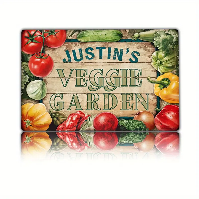 Personalized 2D Vintage Rustic 8x12 in Aluminium Garden Sign - Custom Name, French Country Classic Decorative Modern Plaque, Metal Home & Outdoor Wall Decor