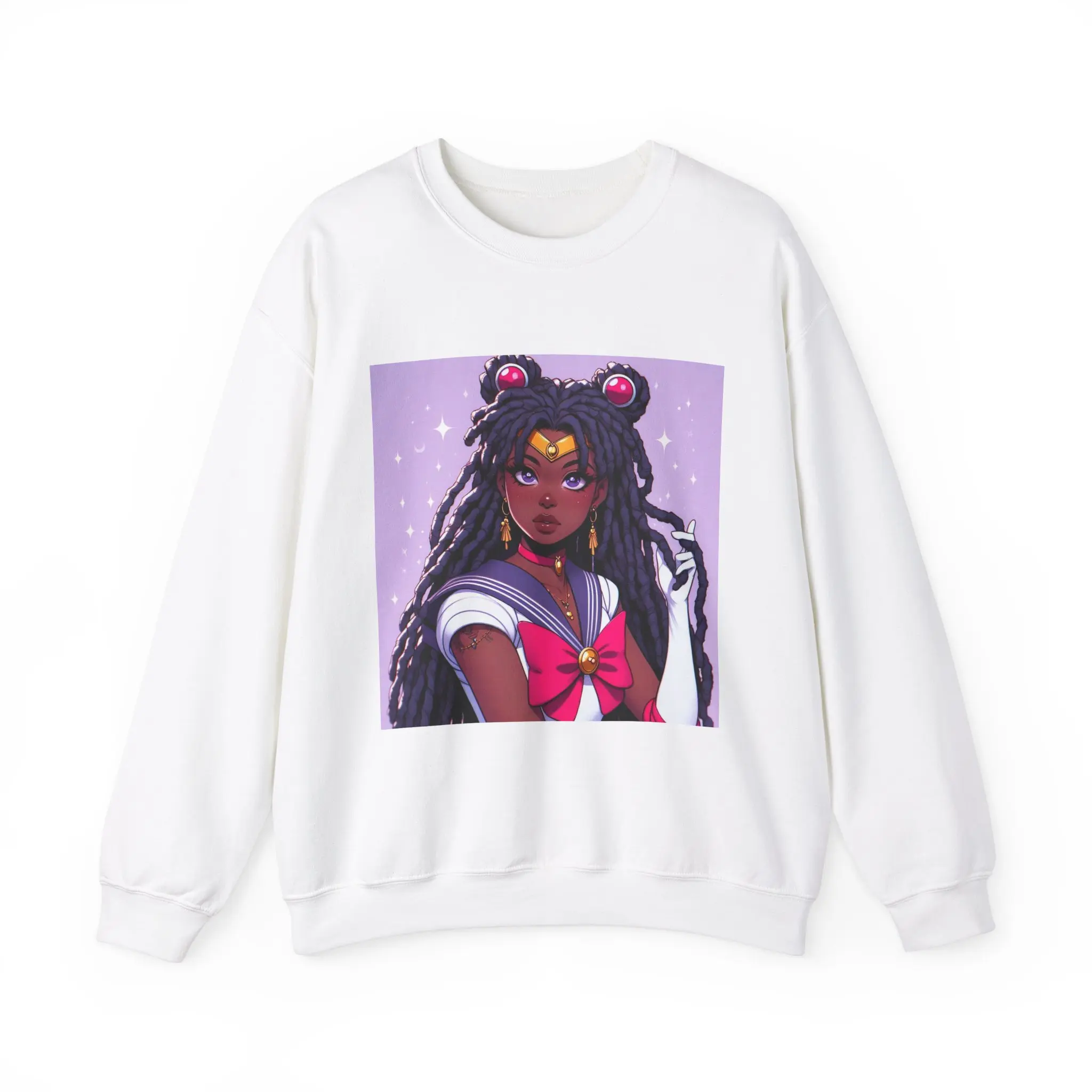 Sailor Moon African American Black Locs Sweatshirt, Anime Fans Gift, Magical Girl Clothing, Cozy Jumper, Kawaii Pullover, Retro Cartoon