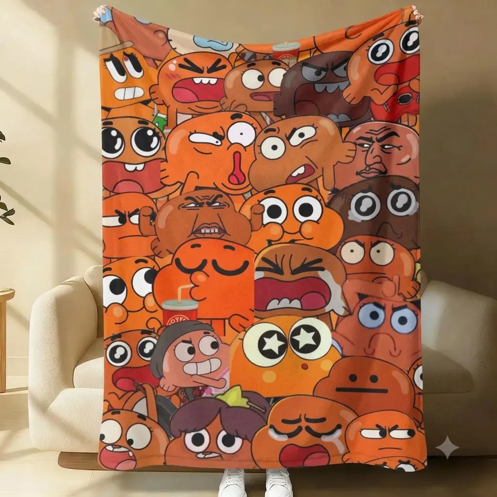 Dar.win Fleece Blanket, Amazing World of Gumball Throw Blanket, Ultra Soft Plush Blanket for Bed Sofa Couch