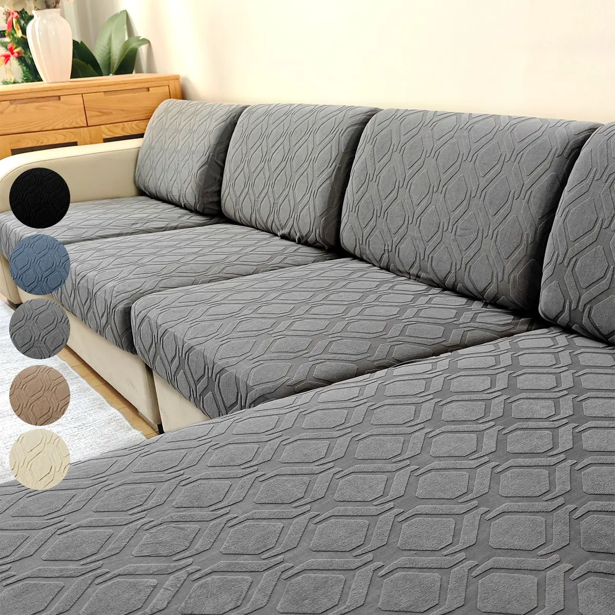 Pet-Friendly Elastic Stretchable Sofa Cover, Slipcover For Sofa, Non-Slip Washable Pet Couch Protector, Polyester Fabric, Fits 1-4 Seat Cushions & L-Shaped Sofas, Removable Washable Slipcover, Soft Sofa Protector