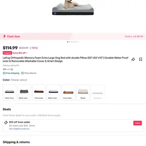 Product Review of Laifug Orthopedic Memory Foam Extra Large Dog Bed with double Pillow (50"x36"x10") Durable Water Proof Liner & Removable Washable Cover & Smart Design from A**d