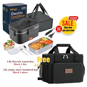 Nifogo New Year Home Decor Day Hot Deal Combo Electric Heating Lunch Box + Insulated Leakproof Lunch Bag for Work Travel Picnic