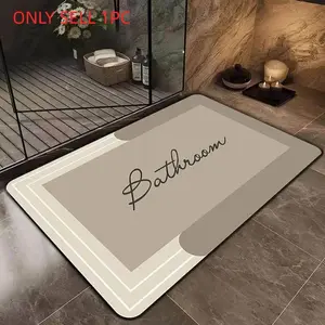 Super Absorbent Diatomaceous Earth Bath Mat, Anti-Slip Fast Drying Shower Mat, Easy Clean Bathroom Kitchen Floor Door Mat, Water Absorbent Mat