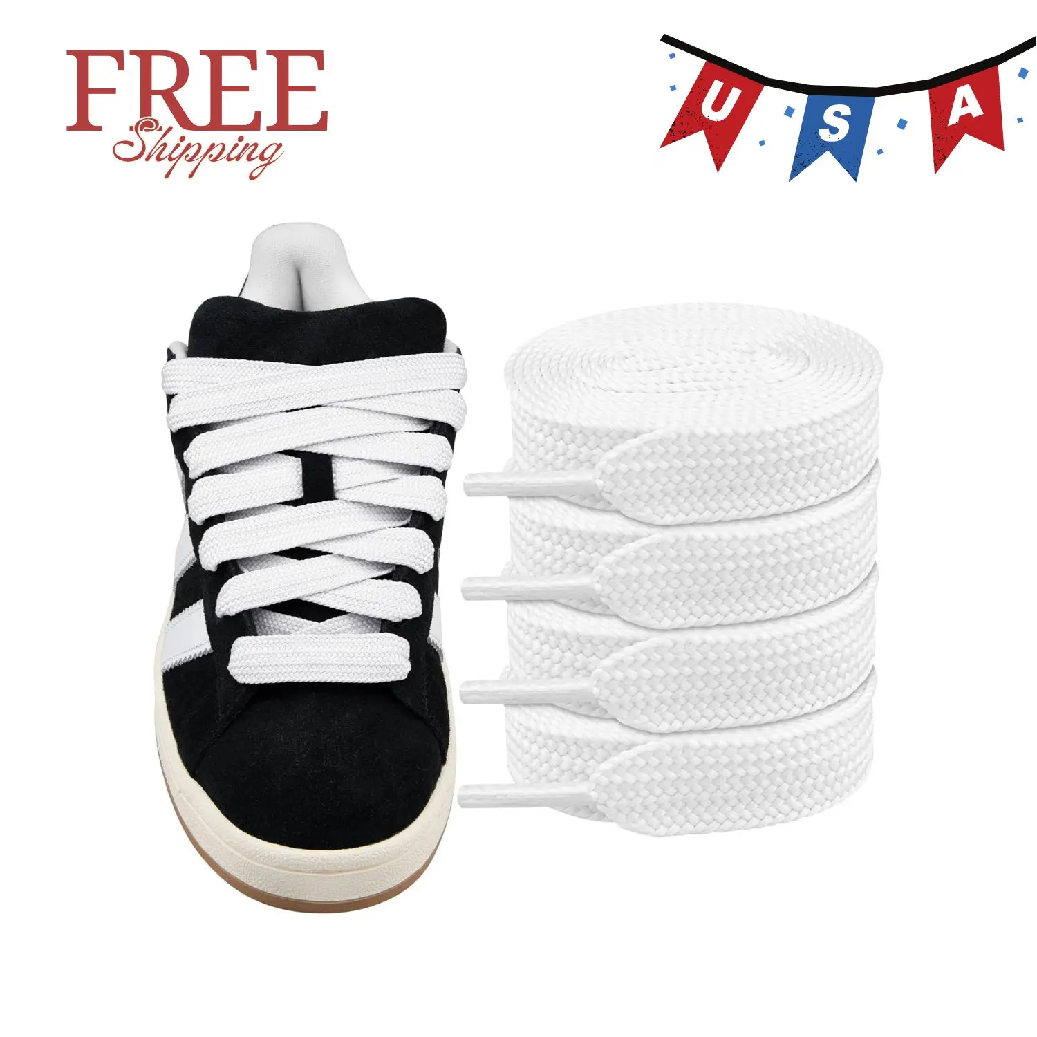 Shoe Laces for Adidas Campus Replacement Shoelaces Strings | 2 Pairs